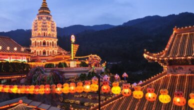 Chinese New Year lights at Kek Lok Si Temple Penang, Malaysia